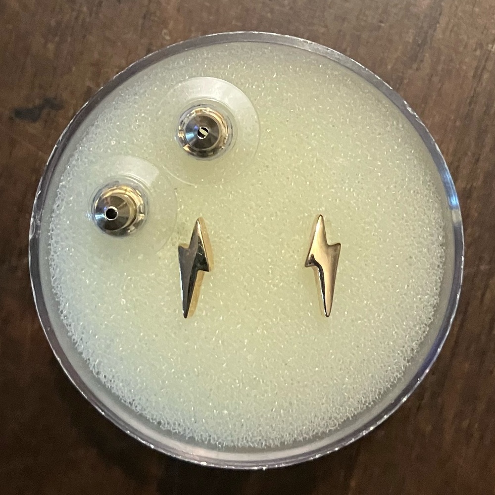 Mini lightning bolt earrings with ball backing